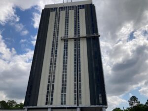 Waterproofing work being completed on Mid-City Towers 5700 Florida Blvd Baton Rouge, LA
