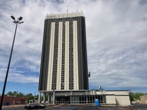Waterproofing work being completed on Mid-City Towers 5700 Florida Blvd Baton Rouge, LA