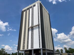 Waterproofing work being completed on Mid-City Towers 5700 Florida Blvd Baton Rouge, LA