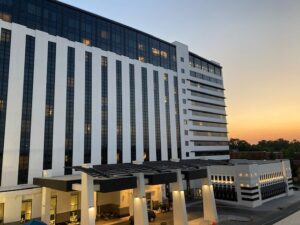 Hilton Hotel Shreveport Louisiana at sunset